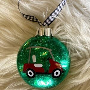 Golf cart caddy Christmas ornament gift golfing theme driver